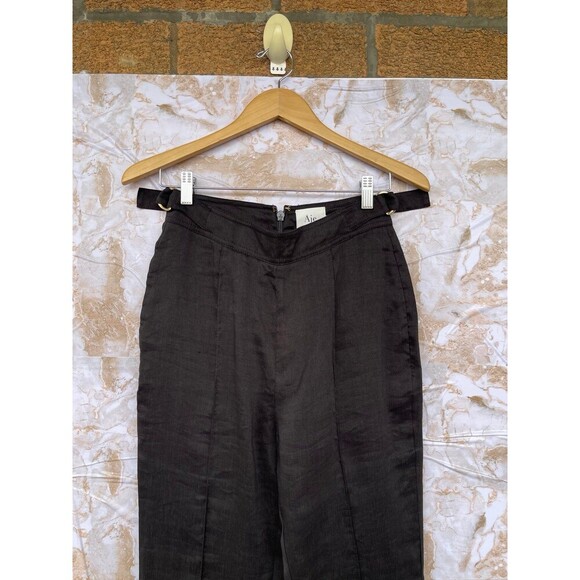 Aje Black Linen-Blend Elements Flared Pant, Brand Size 8 - Picture 4 of 12